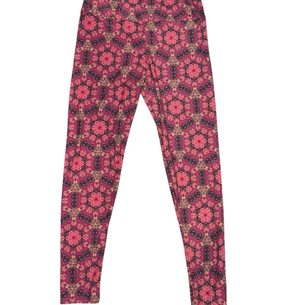 LuLaRoe Pink and Purple Floral geometric Leggings